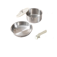 Ensemble d'ustensiles de cuisine en acier inoxydable avec poignée amovible, antiadhésif, casseroles, poêles, wok, empilable, compatible induction, pour camping et maison