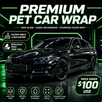 Film Vinyle Adhésif Noir Brillant PET PVC pour Voiture, Finition Miroir Haute Brillance, Anti-Rayures, Technologie Air Release, Film Complet pour Carrosserie 1.52*17m/rouleau
