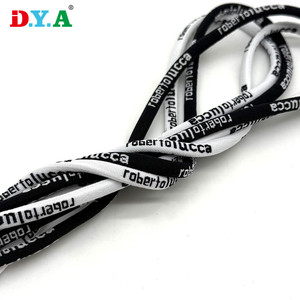 Benutzer definiertes Logo Mehrere Farben Nylon Polyester Jacquard Flache runde Metallspitzen Kordel zug für Shorts Hoodie Kordel zug - Product Image 4