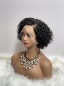 F408 vente en gros 13x4 pleine perruque frontale en dentelle perruques brésiliennes de cheveux humains bruts Pixpe Cut Bob - Product Image 3