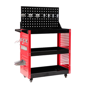 带靠背板的工具车 钢板车间工具柜 带手柄和轮子 储物柜 OEM 可定制 - Product Image 1