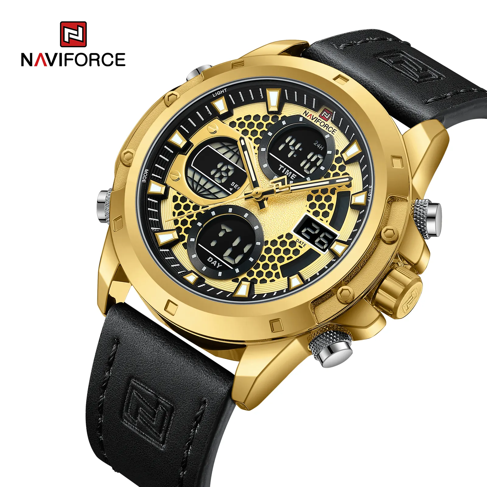 NAVIFORCE 9225 BEBEBE Sport Men watches Wristwatch model Fashion Luxury quartz watch Genuine Leather wristwatch For Gift Men