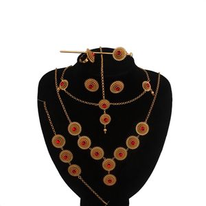 Ensemble de bijoux en plaqué or 18 carats de style vintage africain, pierre de zircon, cadeau de mariage, <span class=keywords><strong>tenue</strong></span> de fête haute couture pour les occasions spéciales - Product Image 1