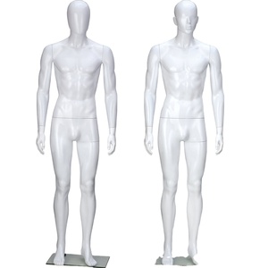 Maniquí Masculino de Fibra de Vidrio Blanco de Pie, Maniquí Masculino Realista con Cabeza de Huevo para Exhibición en Vitrinas - Product Image 1