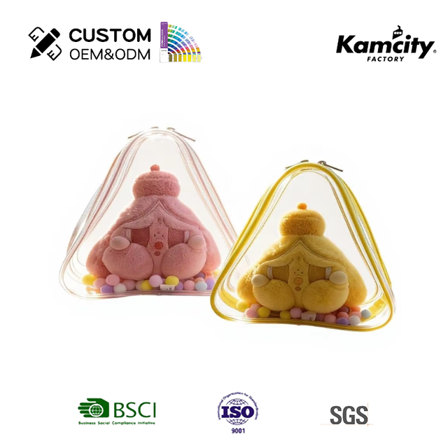 Triangle Doll Bag Transparent PVC Display Case for Plush Toys Waterproof Dustproof Mini Carry Pouch Keychain for Bag Decor Cases