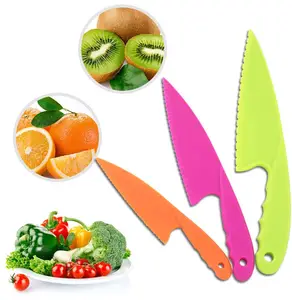 سكاكين الشيف النايلون تشمل سكين مربعة اللون من البلاستيك لقطع وتقطيع اللوح للأطفال