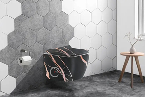 WC suspendu en céramique sans bride, design européen, facile à nettoyer, gain de place - Product Image 4