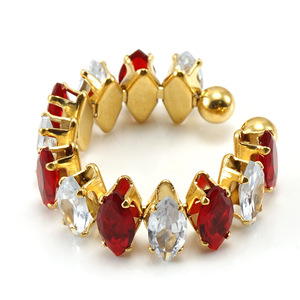 Bulk Waterproof Chic Eternity Stainless Steel Gold 18k <strong>Emerald</strong> Zircon Diamond bar <strong>Bead</strong> Pave Open Cuff Design Finger Ring Jewelry - Product Image 5