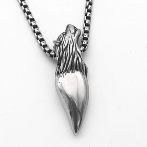 yunnique Collier pendentif dent de loup en acier inoxydable pour homme, bijoux animaliers, style Hip Hop Punk, design exagéré - Product Image 5