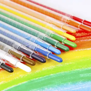 Wax Crayon Pens Factory Direct Wholesale Wax Crayon In PP Box Plastic Twistable Kids Crayon Pen For Children