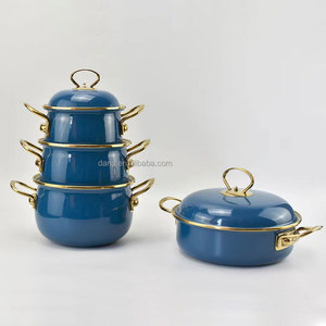 Meilleure Vente <span class=keywords><strong>Cocotte</strong></span> Luxe en Métal Émaillé avec Poignée en <span class=keywords><strong>Acier</strong></span> Inoxydable Doré, Chauffe-Plat pour Usage en Cuisine - Product Image 2