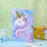 Carnet en tissu moelleux pour enfants, rose et violet, motif mignon, format A5, carnet d'écriture et de dessin, journal pour filles avec cadenas, cadeau