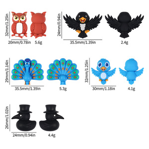 Colorful <b>Silicone</b> Animal <b>Beads</b> For Pen Decoration Mixed Shapes Owl Peacock Bird Charms DIY Accessories - Product Image 2