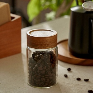 Juego de tarros de almacenamiento de vidrio hermético para alimentos de cocina de borosilicato de buen sellado de fábrica con tapa de bambú de madera de acacia - Product Image 6