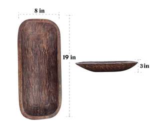 Suministro directo de fábrica Tazón de masa de madera Carbón envejecido Marrón Rectangular Hecho a mano Decoración para el hogar Tazón de vela - Product Image 2