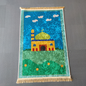 Tapis de prière islamique musulman portable moderne en polyester lavable et rembourré - Grande taille pour enfants, usage domestique, Ramadan et <span class=keywords><strong>A</strong></span>ïd - Product Image 4