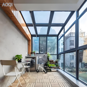 Toit en verre trempé réglable avec lumière solaire et véranda, style européen, cadre en aluminium, maison en verre d'extérieur, pavillon en verre de jardin - Product Image 4