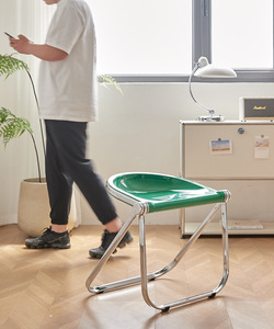 Middle-aged Casual Folding <b>Chair</b> Transparent Stool Leisure Photography <b>Chair</b> PE + Metal School Commercial Use Table <b>Chair</b> - Product Image 2