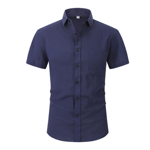 Commercio all'ingrosso <span class=keywords><strong>di</strong></span> alta qualità estate semplice nuovo <span class=keywords><strong>lino</strong></span> ghiaccio fresco leggero traspirante tinta unita mezza manica <span class=keywords><strong>camicia</strong></span> <span class=keywords><strong>di</strong></span> <span class=keywords><strong>lino</strong></span> - Product Image 3