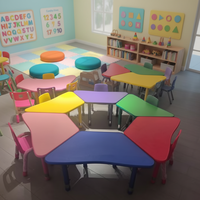 Bureau d'étude coloré pour la maternelle, mobilier préscolaire, table réglable en hauteur, ensemble combiné table et chaise pour enfants, bureau de jeu pour enfants