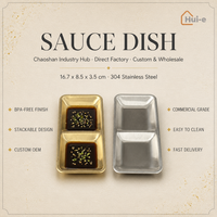 Plat à sauce multi-compartiments en acier inoxydable 304, écologique, de qualité alimentaire, résistant à la rouille, passe au lave-vaisselle, doré moderne