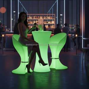 Juego de Muebles de Plástico para Jardín, Patio, Terraza, con Iluminación LED, Mesa de Bar Alta, Sillas y Sofá, para Fiestas y Eventos - Product Image 3