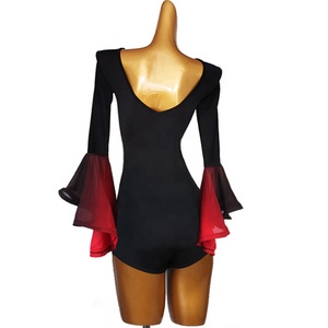 Nouvelle Arrivée Combinaison de Danse Moderne Imprimée à Manches Cloche Fluides, Ceinturée, pour Danse de Salon Standard et Latine, en Spandex/Nylon - Product Image 6