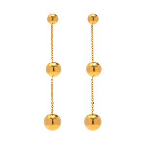 Drop <b>Earrings</b> Ball Shape Titanium Steel <b>Tassel</b> Design Party Jewelry JDE2302132 - Product Image 1