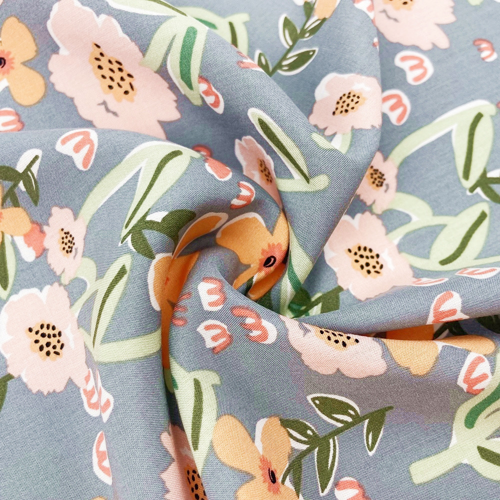 100% печатная ткань из вискозы 45s с цветочным узором из вискозы и поплина