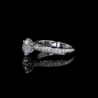 Bague de fiançailles en or 14 carats avec diamant rond de laboratoire et halo de diamants pavés, bijoux fins pour femme