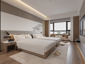 Usine directe hôtel de luxe moderne <span class=keywords><strong>chambre</strong></span> ensemble de meubles en bois massif 5 étoiles hôtel standard cadre de lit panneau têt - Product Image 1