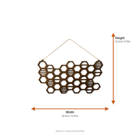 Support mural hexagonal en bois alvéolé pour boucles d'oreilles, organisateur de bijoux découpé au laser, vente en gros OEM, présentoir de rangement pour bijoux