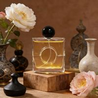 Flacon de parfum en verre transparent carré de haute qualité, personnalisable, avec bouchon rond noir pour l'emballage de parfum