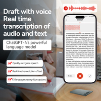 Enregistreur vocal numérique magnétique IA Plau, 15 heures d'enregistrement, USB, en alliage de zinc, transcription et traduction tout-en-un pour réunions