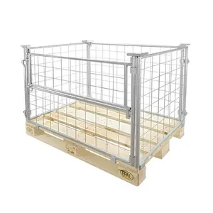 Cage de palette pliable en treillis métallique durable, transport logistique de haute qualité personnalisée