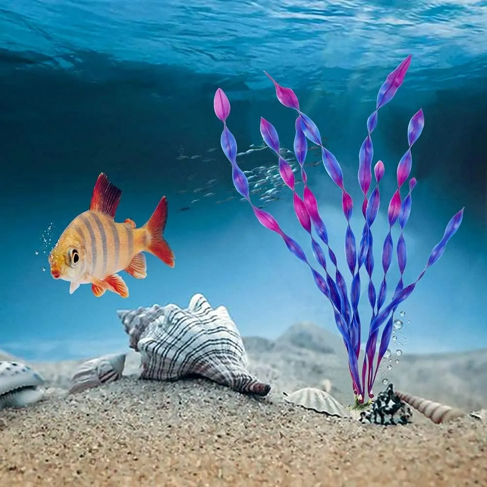 Decorazioni acquario artificiali alghe piante acquatiche per acquario, plastica acquario decorazioni piante 10 pz (viola)