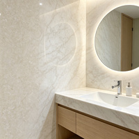 Pierre frittée brillante ultra-mince blanc sable fluide, sur mesure, grand format, pour murs décoratifs de chambre (prise en charge ODM/OEM)