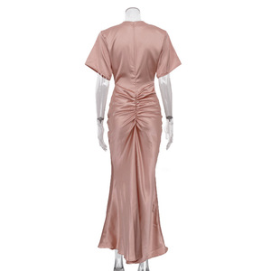 Abito in Raso Stile Francese per Donna, Nuovo Design con Maniche Corte e Vita Alta Modellata - Product Image 6