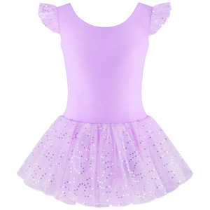 Vestito da ballo tutù <span class=keywords><strong>con</strong></span> maniche a sbuffo e fiocco sul retro, gonna a U, body da <span class=keywords><strong>ballerina</strong></span> lucido per bambini e neonati - Product Image 5