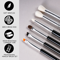 Ensemble de 15 pinceaux de maquillage pour les yeux en poils de chèvre naturels, logo personnalisé, haute qualité, pinceau à raser, manche en aluminium, pinceau pour estomper les fards à paupières