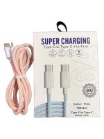 Kabel USB C ke C 120W PD Pengisian Cepat Kabel Data Tipe C ke Tipe C Berbahan Kain USB2.0 3A 60W Kabel Pengisi Daya untuk 15 16 17 Pro Max