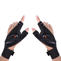 Guantes de Pesca de Medio Dedo con Linterna LED, Impermeables, para Senderismo, Campamento, Pesca, Rescate, Supervivencia, Iluminación, Reparación de Automóviles