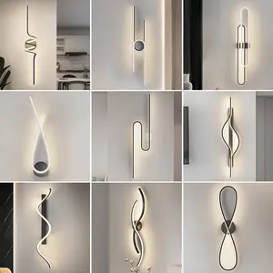 2024 Minimalist Bedroom Living Room Sofa Aisle Corridor Bedside Led Background Aluminum Wall Lamp