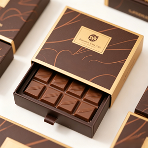 Boîte à <span class=keywords><strong>chocolat</strong></span> rigide de luxe avec tiroir, couleur ivoire crème, logo en feuille d'or, emballage pour <span class=keywords><strong>chocolat</strong></span> belge individuel, idéale pour les cadeaux de mariage - Product Image 2