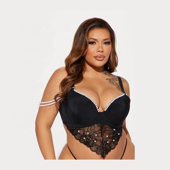 Hot Selling Women Lace Lingerie Plus Size Larger Bra Hot Pink And Black In Stock