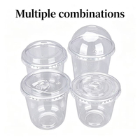 Couvre-gobelet jetable transparent en PET de 90 mm, plat / semi-dôme / haut / semi-ouvert, couvercles à emporter pour boissons, thé au lait