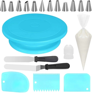 مجموعة تزيين الكعك مع كعكة القرص الدوار كعكة مجموعة لوازم تزيين القرص الدوار مجموعة فوهات الخبز أكياس الأنابيب أدوات المطبخ - Product Image 5