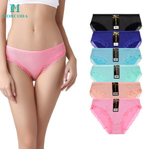 Lencería de Encaje Morcoda para Mujer, Colores Sólidos Combinados, Bragas para Damas <span class=keywords><strong>Maduras</strong></span>, Buena Calidad, Cómodas y Suaves, Paquete al por Mayor de 12 Piezas, Tallas Variadas - Product Image 1