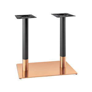 Double Pedestal Stainless Steel Stone <b>Top</b> Modern Black <b>Rose</b> Gold Heavy Duty Metal 6 Seater Restaurant Dining Table Base - Product Image 1