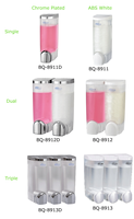 Distributeur mural 3-en-1 de qualité commerciale 300 ml pour shampoing, après-shampoing et gel douche, distributeur de savon liquide pour hôtels et salles de bain